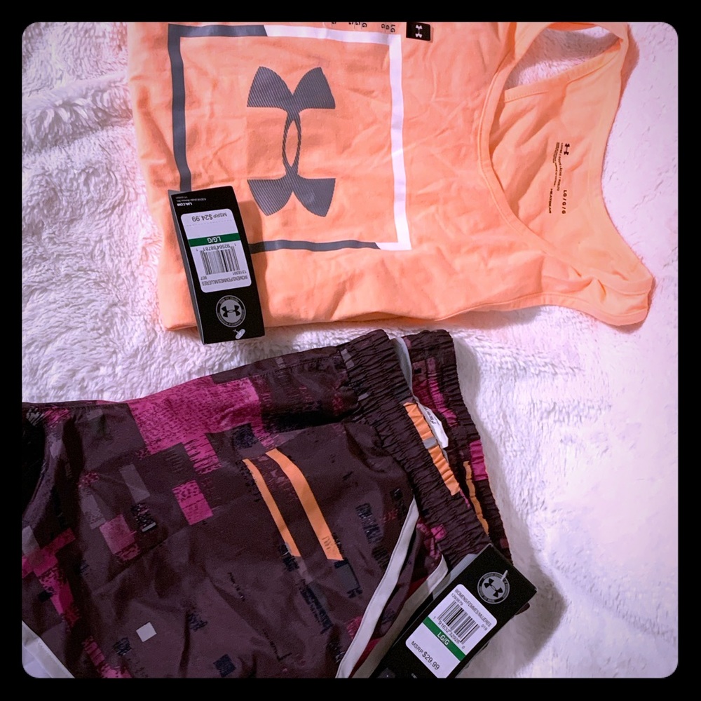 Under Armour Woman's Orange Tank & Running Shorts